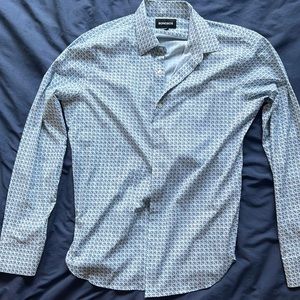 Bonobos Large Tailored Fit Button Down - Blue/White Pattern